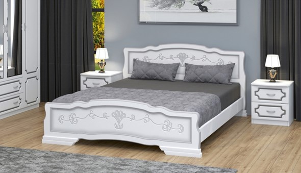 Двуспальная кровать Карина-6 (Белый Жемчуг) 160х200 в Перми - изображение