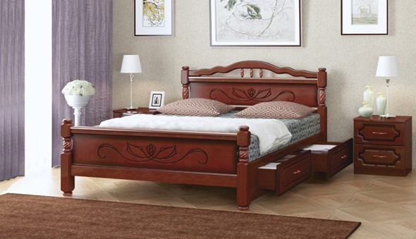 Кровать с выкатными ящиками Карина-5 (Орех) 140х200 в Перми - изображение