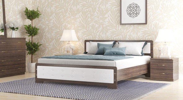 Кровать полутороспальная Золушка, 140х200 с основанием, кожзам, венге в Перми - изображение