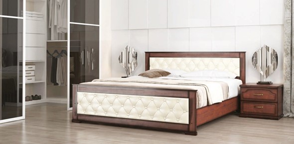 Спальная кровать Стиль 2, 160х200, кожзам, с основанием в Перми - изображение