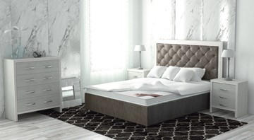 Кровать с подъемным механизмом Манхэттен 160х200 (с коробом), высота спинки - 140 см в Перми - предосмотр