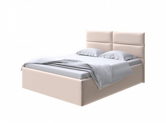 Кровать Clever 200х200 без кроватного основания Экокожа (Бежевый перламутр) в Перми - изображение