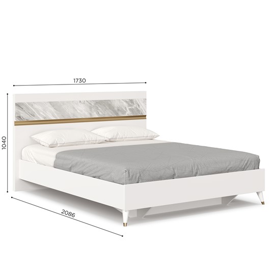 Двуспальная кровать 1600 Айла ЛД 688.120.000 с основанием, Белый/Статуарио, исполнение 1 в Чайковском - изображение 4