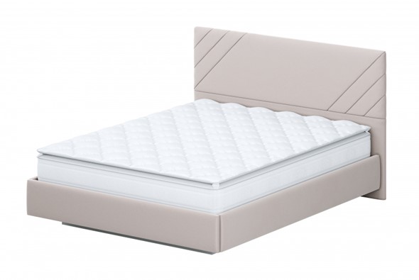 Кровать двуспальная №2 (универсальная 1,6х2,0) серия №2, белый/бежевый ткань/лайн бежевый ткань в Перми - изображение
