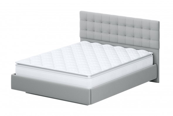 Кровать 2-спальная №2 (универсальная 1,6х2,0) серия №2, белый/серый ткань/квадро серый ткань в Перми - изображение