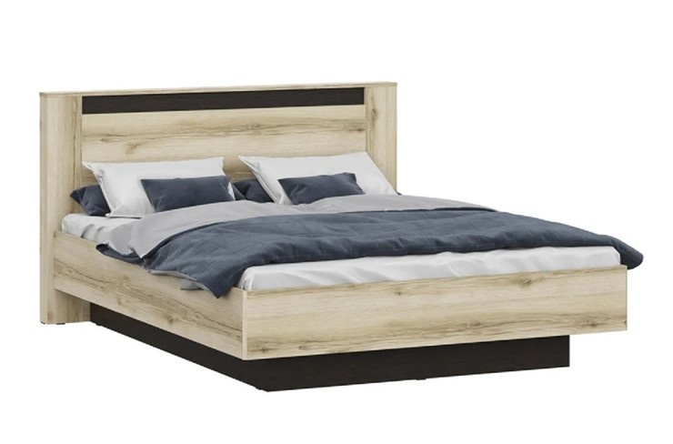 Кровать спальная №3 (универсальная 1,6х2,0 страйп) серия №2, дуб делано/дуб венге в Перми - изображение 3