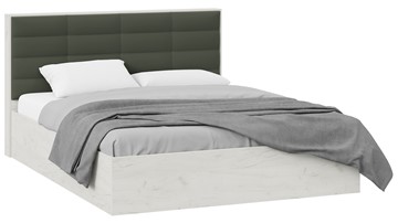 Спальная кровать Агата тип 1 (Дуб крафт белый, Велюр Серый) в Березниках