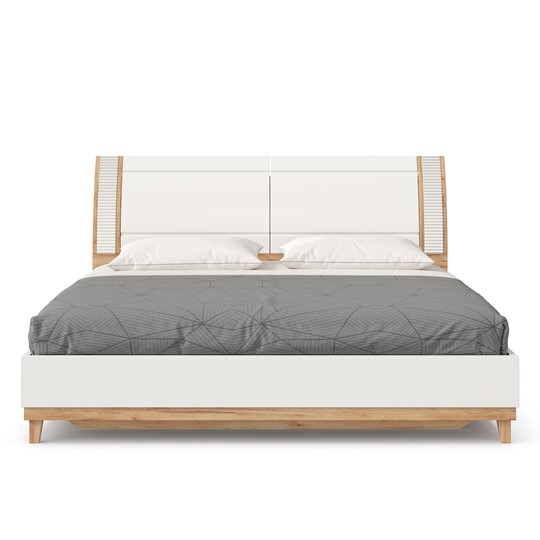 Кровать двуспальная Бари 1800 с кроватным основанием Дуб Золотой/Белый ЛД 698.220 в Перми - изображение 3