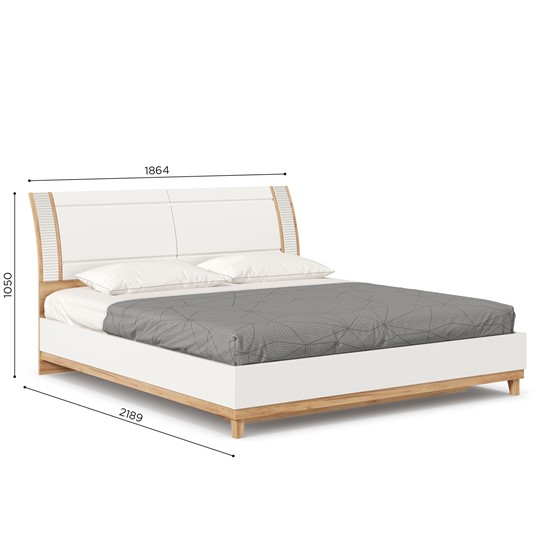Кровать двуспальная Бари 1800 с кроватным основанием Дуб Золотой/Белый ЛД 698.220 в Перми - изображение 8