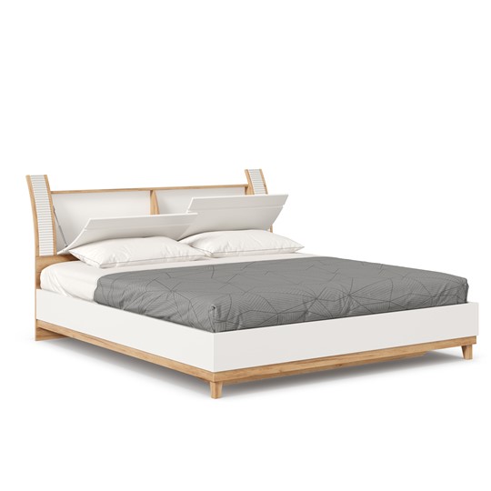 Кровать двуспальная Бари 1800 с кроватным основанием Дуб Золотой/Белый ЛД 698.220 в Перми - изображение 1