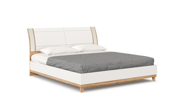 Кровать двуспальная Бари 1800 с кроватным основанием Дуб Золотой/Белый ЛД 698.220 в Перми - изображение