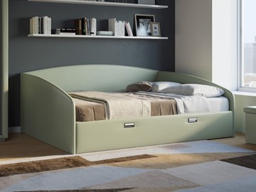 Кровать двуспальная Bono 160х200, Экокожа (Зеленое яблоко) в Перми
