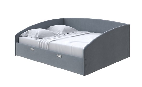 Кровать двуспальная Bono 160х200, Велюр (Forest 17 Серый) в Перми - изображение