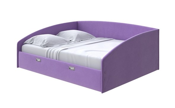 Кровать двуспальная Bono 160х200, Велюр (Forest 741 Светло-фиолетовый) в Перми - изображение