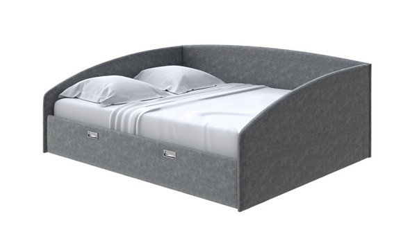 Кровать двуспальная Bono 160х200, Велюр (Gratta 4 Серый космос) в Перми - изображение