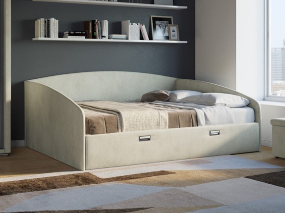 Спальная кровать Bono 160х200, Велюр (Лофти лён) в Перми - изображение