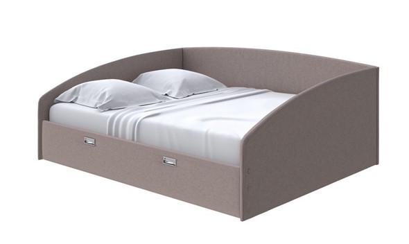 Кровать двуспальная Bono 160х200, Велюр (Scandi Cotton 24 Капучино) в Перми - изображение