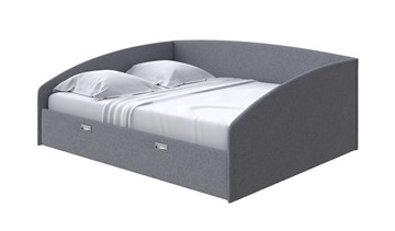 Кровать 2-спальная Bono 180х200, Искусственная шерсть (Лама Темно-серый) в Перми