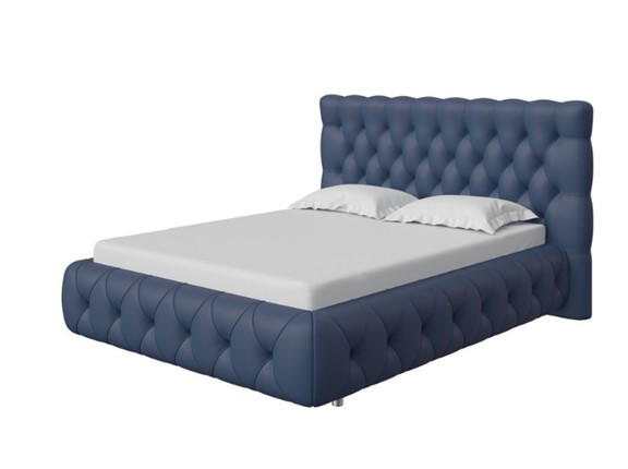 Двуспальная кровать Castello 160х200, Экокожа (Темно-синий) в Перми - изображение