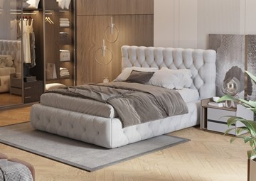 Кровать спальная Castello 160х200, Флок (Бентлей Светло-серый) в Перми - предосмотр