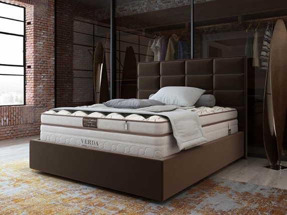 Двуспальная кровать Chocolate Compact/Island M 160х200, Микровелюр (Manhattan Лесной каштан) в Перми - изображение