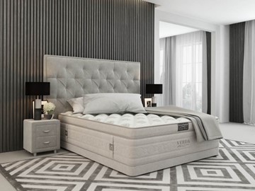 Кровать двуспальная Classic Compact/Basement 180х200, Флок (Велсофт Серый) в Перми