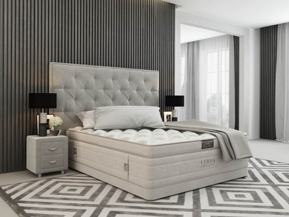 Кровать двуспальная Classic Compact/Basement 180х200, Флок (Велсофт Серый) в Перми - изображение