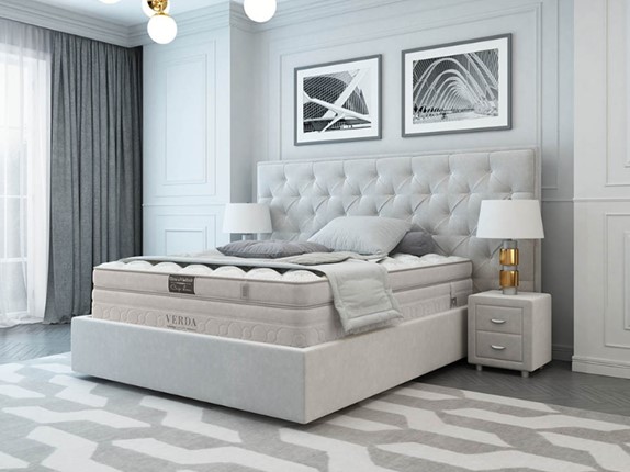 Кровать двуспальная Classic/Island M 160х200, Флок (Велсофт Дымчатый) в Перми - изображение