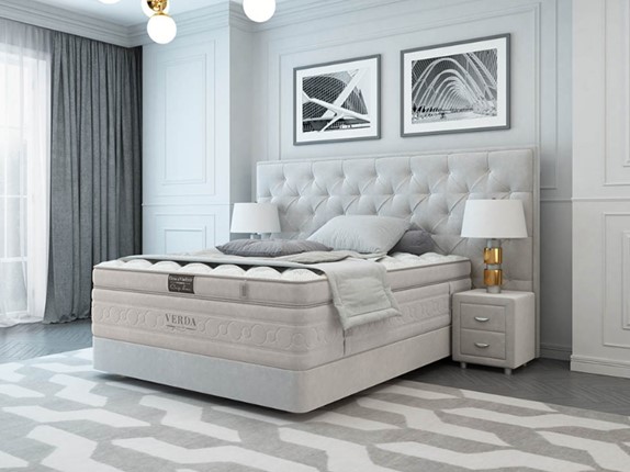 Двуспальная кровать Classic/Podium M 160х200, Флок (Велсофт Дымчатый) в Перми - изображение