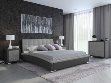 Кровать спальная Corso-1L 180х200, Экокожа (Темно-серый с серым) в Перми