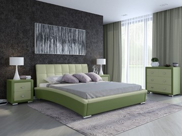 Кровать Corso-1L 200x200, Экокожа (Олива и зеленое яблоко) в Перми