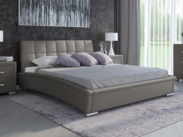 Кровать спальная Corso-1L 200x200, Экокожа (Серый) в Перми