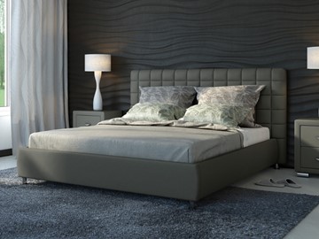 Кровать 2-спальная Corso-3 140x200, Экокожа (Темно-серый) в Перми