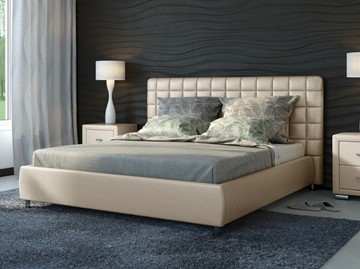 Кровать в спальню Corso-3 200x200, Экокожа (Бежевый перламутр) в Перми
