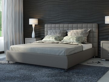 Кровать 2-спальная Corso-3 200x200, Экокожа (Серый) в Перми