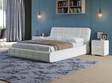 Кровать двуспальная Corso-6 160х200, Экокожа (Кайман белый) в Перми - предосмотр