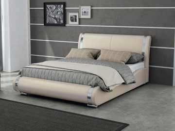 Двуспальная кровать Corso-8 160x200, Экокожа (Бежевый перламутр) в Перми - предосмотр