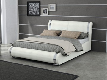 Спальная кровать Corso-8 160x200, Экокожа (Кайман белый) в Перми - предосмотр
