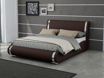 Спальная кровать Corso-8 200x200, Экокожа (Коричневый) в Перми - предосмотр