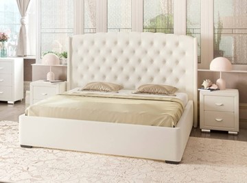 Спальная кровать Dario Slim lite 160x200, Экокожа (Белый) в Перми