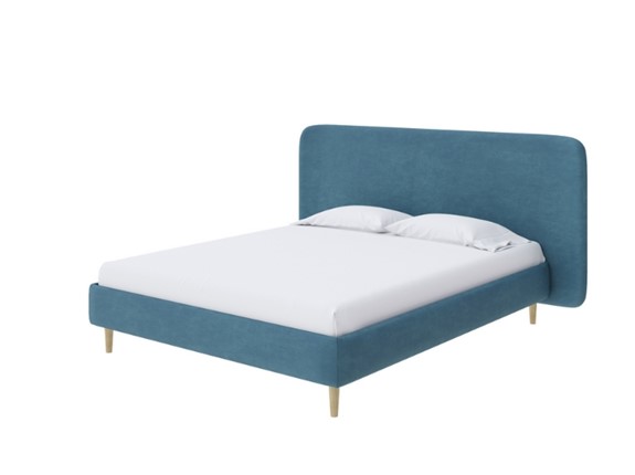 Двуспальная кровать Lorena 160x200, Микрофибра (Diva Синий) в Перми - изображение