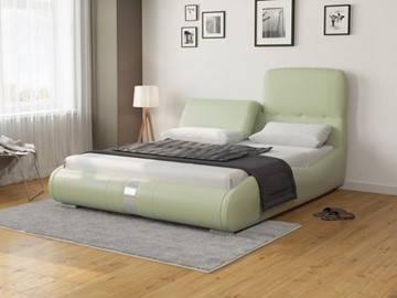 Кровать в спальню Лукка 140х200, Экокожа (Зеленое яблоко) в Перми