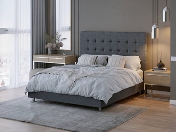 Кровать 2-спальная Madrid Boxspring Standart 160х200, Рогожка (Savana Grey (серый)) в Перми