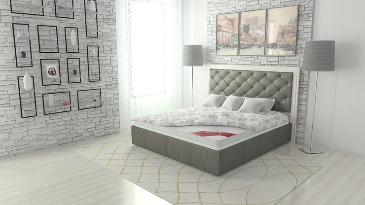 Кровать 2-спальная Манхэттен 160х200 (с основанием), высота спинки - 130 см в Перми - изображение 1
