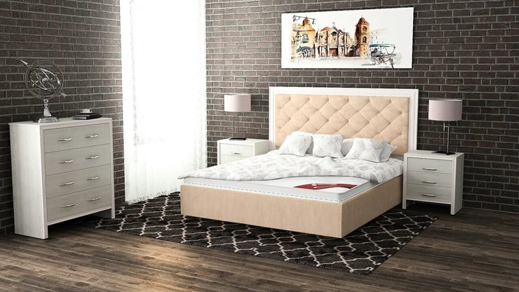 Кровать 2-спальная Манхэттен 160х200 (с основанием), высота спинки - 140 см в Перми - изображение 5