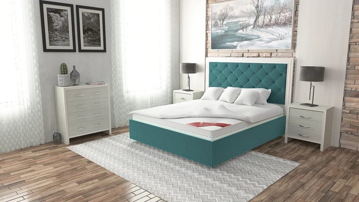 Кровать 2-спальная Манхэттен 160х200 (с основанием), высота спинки - 140 см в Перми - изображение 6