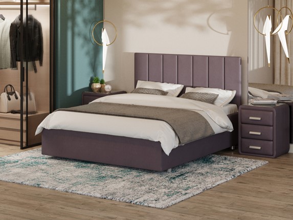 Спальная кровать Modern Large 200х200, Рогожка (Тетра Слива) в Кунгуре - изображение