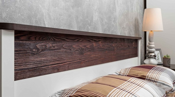 Двуспальная кровать Норвуд 32 с гибкими ламелями дерево, Белый-Орех шоколадный в Перми - изображение 4