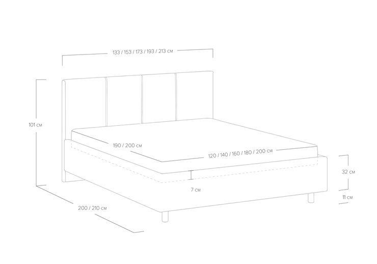 Двуспальная кровать Prato 200х190 с основанием в Перми - изображение 7