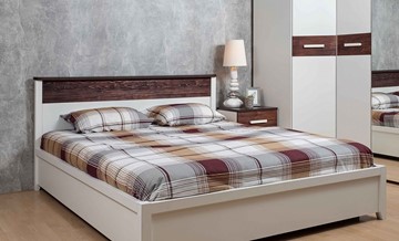 Двуспальная кровать с механизмом Норвуд 32, Белый-Орех шоколадный в Перми - предосмотр 2